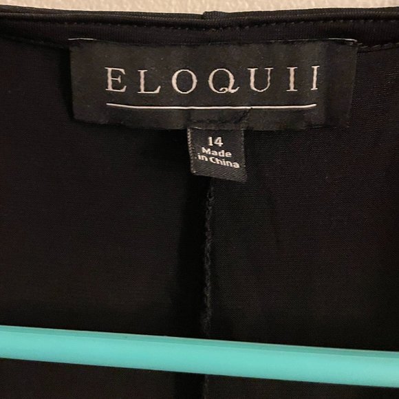 NWT Eloquii Ruched Black Dress with Slit - Picture 7 of 7